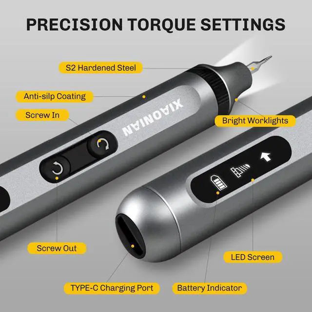 Alt view image 3 of 7 - 52 in 1 Electric Screwdriver Set,XIAONIAN 3.7V Mini Precision Screwdriver Set with 48 S2 Magnetic Bits,USB-C Charging Cable,LED Light,Small Repair Tool Kit for Phone,Watch,Eyeglasses,PC,Camera,Laptop