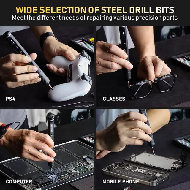 Alt view image 5 of 7 - Small screwdriver set,71 in 1 electric screwdriver cordless with LED light,5 torque settings,MAX 0.6Nm,42 magnetic bit set,Crowbar and tweezers,Pc multi tool kit,Laptop,Phone repair kit