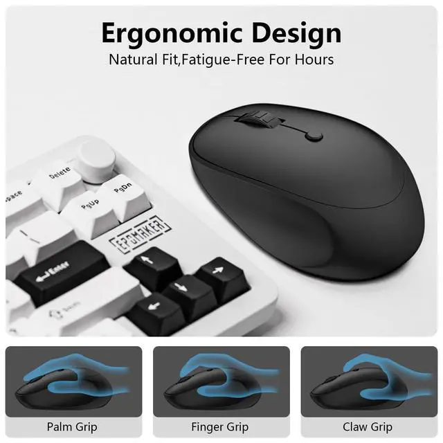 Alt view image 2 of 7 - Wireless Mouse for Laptop,2.4GHz Computer Mouse with USB A Receiver,4 Buttons Bluetooth Mice Gaming Mice Silent Ergonomic Cordless 1200/1600/2400 DPI for Chromebook PC Laptop MacBook iPad Windows Dell