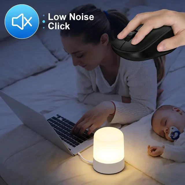 Alt view image 6 of 7 - Wireless Mouse for Laptop,2.4GHz Computer Mouse with USB A Receiver,4 Buttons Bluetooth Mice Gaming Mice Silent Ergonomic Cordless 1200/1600/2400 DPI for Chromebook PC Laptop MacBook iPad Windows Dell