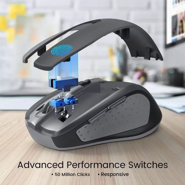 Alt view image 7 of 7 - Wireless Mouse, D-09 Computer Mouse USB Cordless Mice for Laptop, Ergo Grips, Lightspeed 5-Level 2400 DPI, 16 Months Battery, Portable for PC Mac Chromebook (Graphite Grey, 1 Pack)