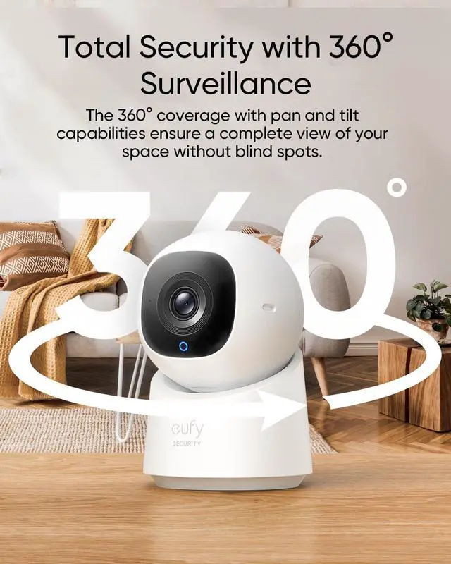 Alt view image 2 of 6 - eufy Security Indoor Cam C210, Home Security Camera, 1080p Resolution 360° PTZ, Plug-in Security Indoor Camera with 2.4G Wi-Fi, Human/Motion AI, Night Vision, AI Tracking, HomeBase 3 Compatible