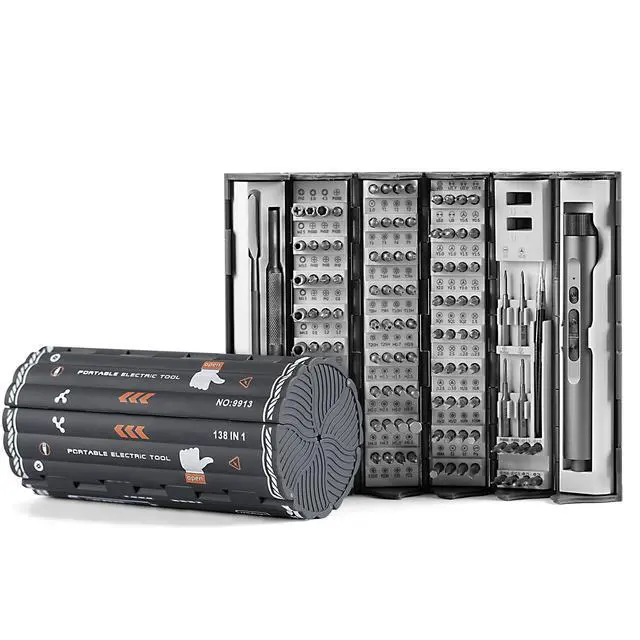 Main image of VMAN Electric Screwdriver Kit, 138 in 1 Precision Electric Screwdriver, 120 S2 Metal Magnetic Bits, LED Light, 3.7V Rated Voltage, Repair Tool Kit for Phone Watch Camera Laptop PC,Grey