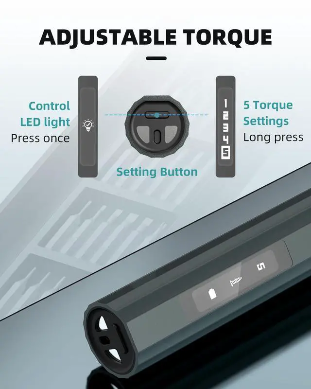 Alt view image 2 of 7 - Mini Electric Screwdriver with Display, Precision Electric Screwdriver with 5 Torque Settings, 48pcs S2 Magnetic Bits, LED Light,Electric Screwdriver Cordless for Electronics Phone Camera Laptop Watch