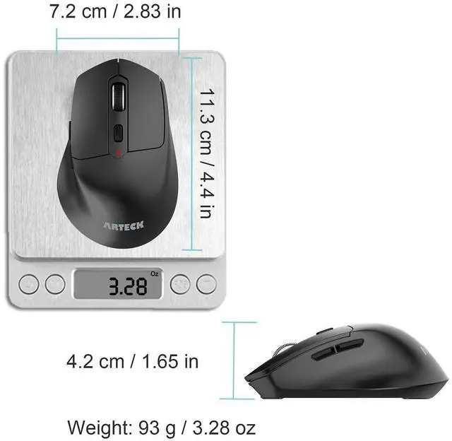 Alt view image 6 of 7 - Arteck 2.4G Wireless Mouse with Nano USB Receiver Ergonomic Right Hand Silent Clicking with Backward & Forward for Computer/Desktop/PC/Laptop and Windows 10/8/7 Build in Rechargeable Battery