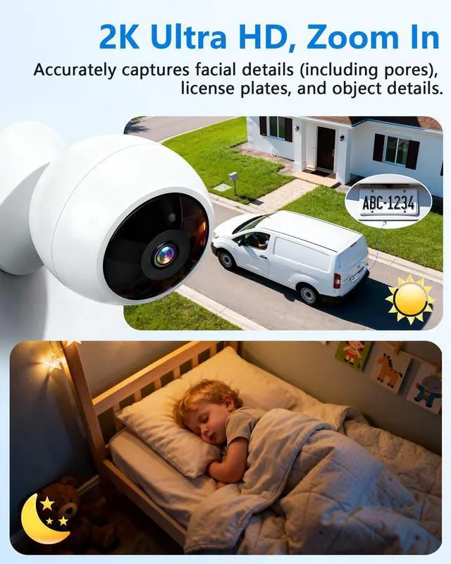 Alt view image 3 of 7 - Security Cameras Wireless Outdoor Magnetic: Install-Free Smart Indoor 2K WiFi - Long Battery Life Powered Wireless Cameras for Home Security with AI Motion Detection