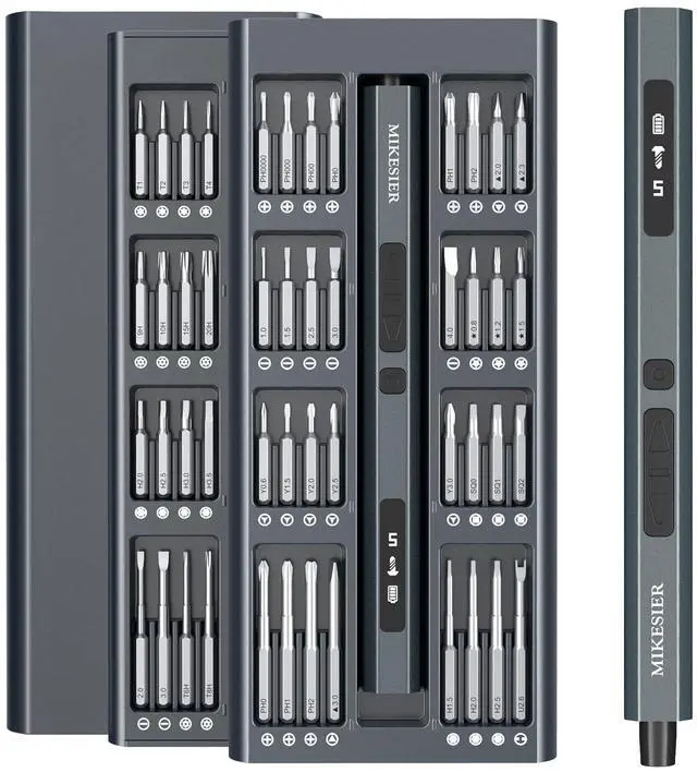 Main image of 3.7V Mini Electric Screwdriver, Precision Screwdriver Set, Cordless Electric Screwdriver Kit with Digital Display, 5 Torque Levels, 64 Magnetic Bits, Compact Repair Tool Kit for Electronics