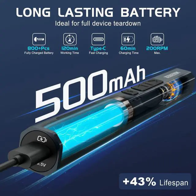 Alt view image 5 of 7 - 3.7V Mini Electric Screwdriver, Precision Screwdriver Set, Cordless Electric Screwdriver Kit with Digital Display, 5 Torque Levels, 64 Magnetic Bits, Compact Repair Tool Kit for Electronics