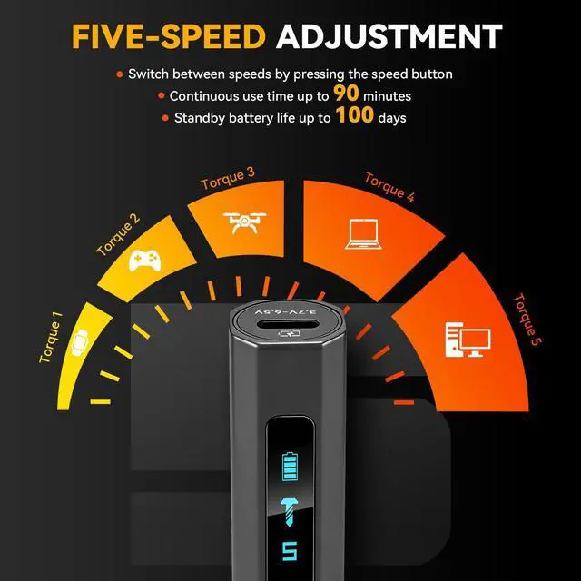 Alt view image 7 of 7 - KELIN 156 in 1 Electric Screwdriver, Precision Power Screwdriver Set, 5 Torque Levels140 S2 Steel Magnetic Bits, Gifts for Men, Magnetic Repair Tool Kit for iPhone, PC, Laptop, PS4 PS5, Xbox, Watch