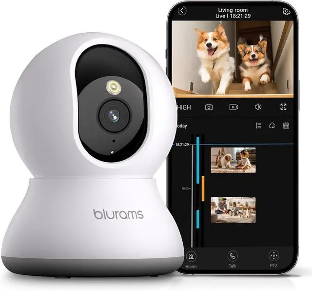Main image of blurams 5G Pet Camera 2K, 360° PTZ Dog Camera with Phone App, Indoor Cameras for Home Security w/Dual-Band WiFi6, 2-Way Audio, Motion Tracking, Color/IR Night Vision, Siren, Cloud&SD