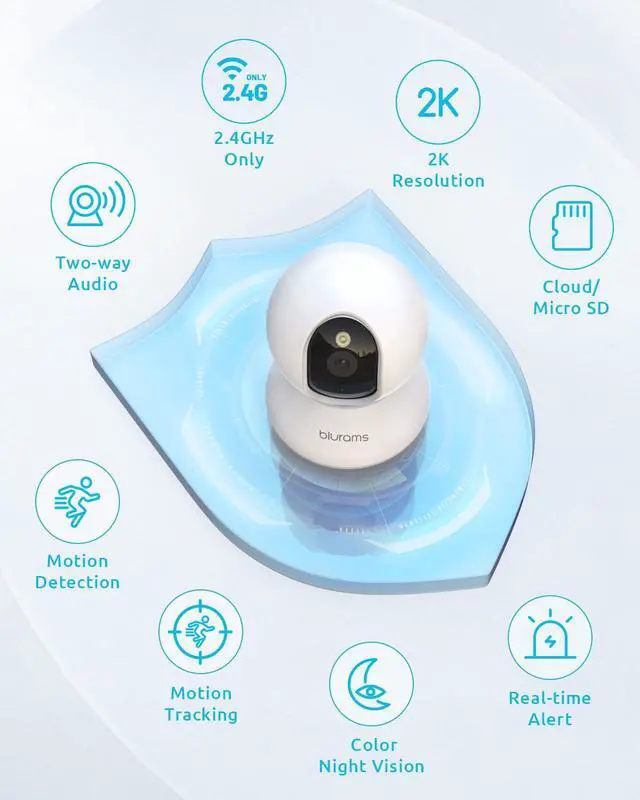 Alt view image 6 of 7 - blurams 5G Pet Camera 2K, 360° PTZ Dog Camera with Phone App, Indoor Cameras for Home Security w/Dual-Band WiFi6, 2-Way Audio, Motion Tracking, Color/IR Night Vision, Siren, Cloud&SD