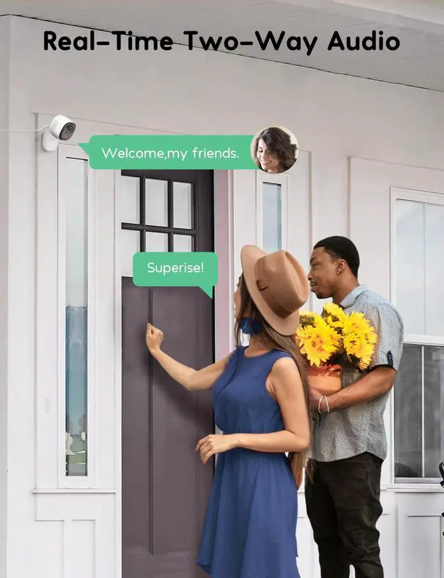 Alt view image 4 of 7 - Security Cameras Outdoor, Wired 2K Wi-Fi Cameras for Home Security, 2.4G Indoor Camera, Human/Pet AI Detection, Color Night Vision, 2-Way Audio, Support Cloud/128G SD Card Storage