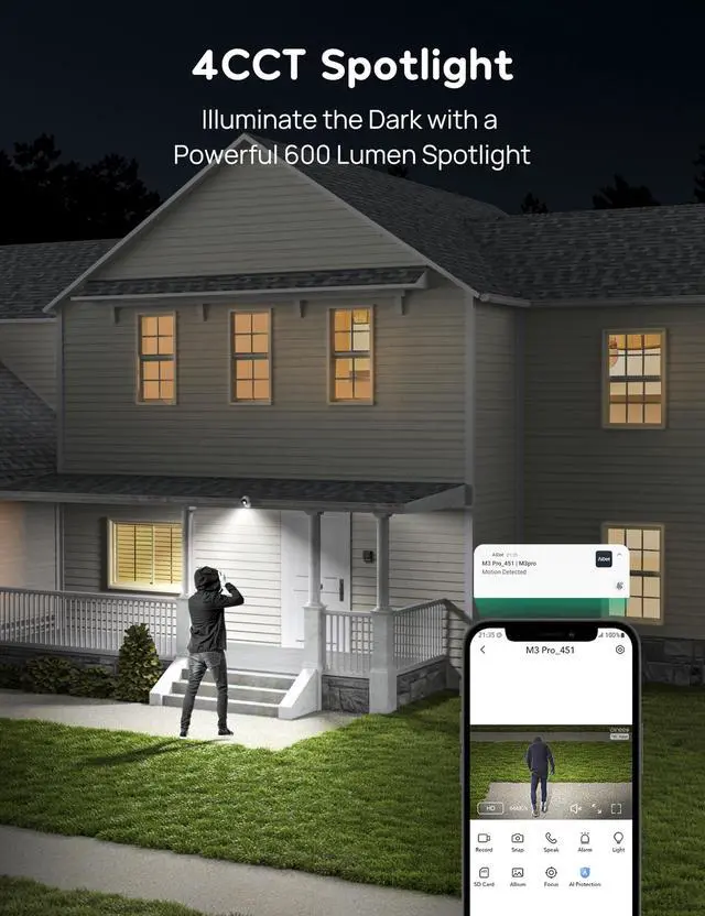 Alt view image 5 of 7 - Security Cameras Outdoor, Wired 2K Wi-Fi Cameras for Home Security, 2.4G Indoor Camera, Human/Pet AI Detection, Color Night Vision, 2-Way Audio, Support Cloud/128G SD Card Storage