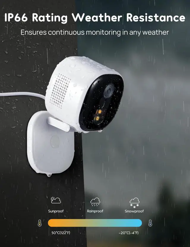 Alt view image 6 of 7 - Security Cameras Outdoor, Wired 2K Wi-Fi Cameras for Home Security, 2.4G Indoor Camera, Human/Pet AI Detection, Color Night Vision, 2-Way Audio, Support Cloud/128G SD Card Storage