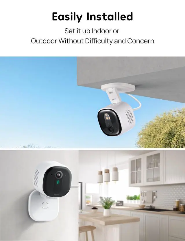 Alt view image 7 of 7 - Security Cameras Outdoor, Wired 2K Wi-Fi Cameras for Home Security, 2.4G Indoor Camera, Human/Pet AI Detection, Color Night Vision, 2-Way Audio, Support Cloud/128G SD Card Storage
