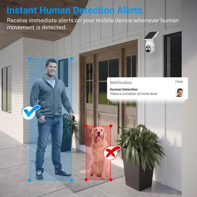 Alt view image 3 of 7 - 1080p Security Camera Wireless with Solar Panel, AI Human Detection, 2-Way Audio, Color Night Vision, 2.4G WiFi Only, Cloud Storage (Sold Separately), Indoor/Outdoor Surveillance Bullet Cam (WiFi)