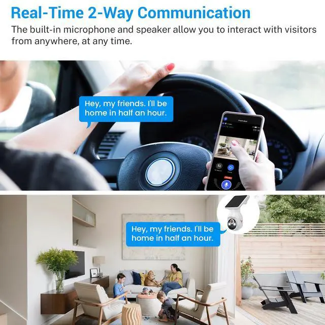 Alt view image 4 of 7 - 1080p Security Camera Wireless with Solar Panel, AI Human Detection, 2-Way Audio, Color Night Vision, 2.4G WiFi Only, Cloud Storage (Sold Separately), Indoor/Outdoor Surveillance Bullet Cam (WiFi)