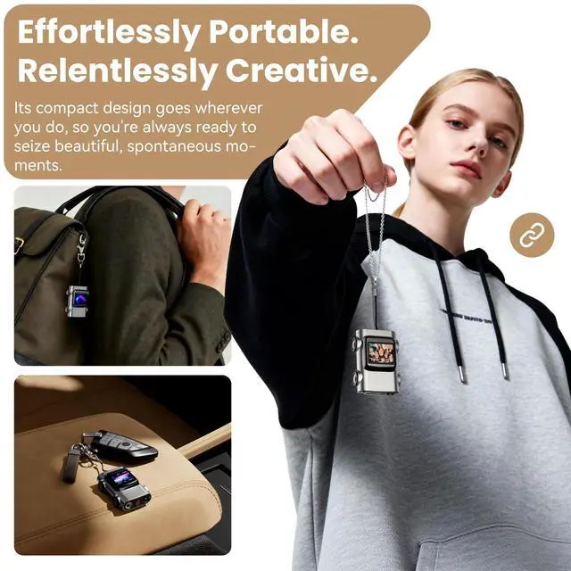 Alt view image 5 of 6 - Mini Keychain Digital Camera:4K Digital Car Shape Tiny Camera with 32GB Card, 64MP Pocket Video Camera, 1" HD Display, 400mAh Battery Portable Small Cameras with Elegant Gift Box for Travel,Kids,Gifts