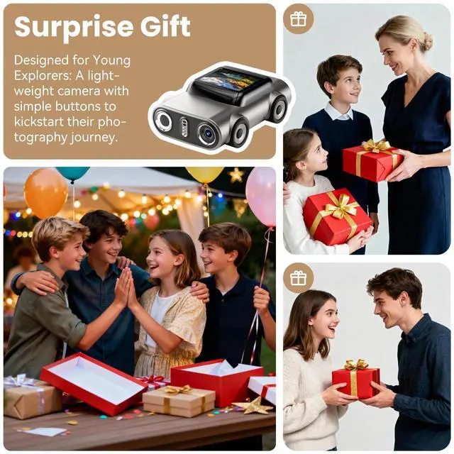 Alt view image 4 of 6 - Mini Keychain Digital Camera:4K Digital Car Shape Tiny Camera with 32GB Card, 64MP Pocket Video Camera, 1" HD Display, 400mAh Battery Portable Small Cameras with Elegant Gift Box for Travel,Kids,Gifts