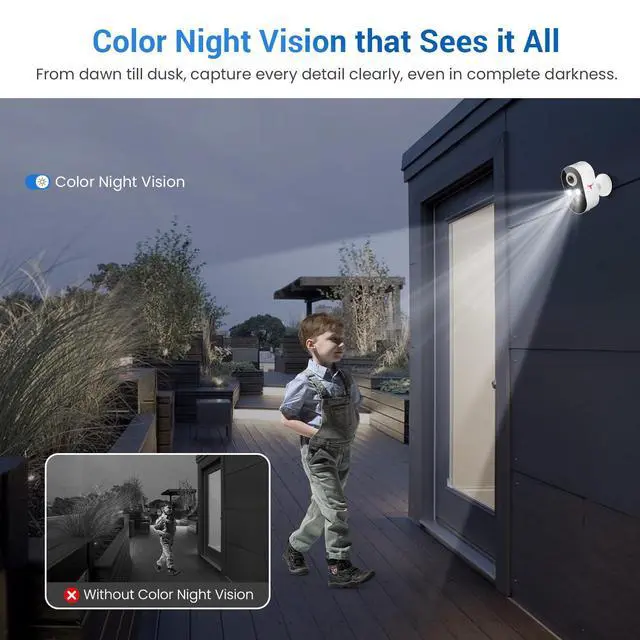 Alt view image 2 of 7 - BoilNano 1080P Security Camera Wireless Outdoor with 2-Way Talk for Home Security, Low Light Night Vision, PIR Motion Detection, Cloud Storage, Live View Bullet Surveillance Cam (2 Pack)