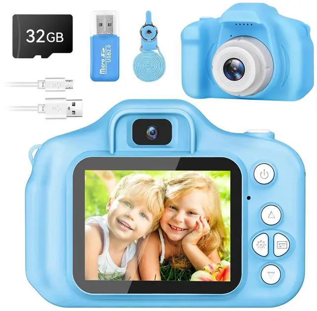 Main image of Kids Camera for Boys and Girls, GPOSY Digital Camera for Kids, Toddler Camera Christmas Birthday Toy Gifts for Kids Age 3 4 5 6 7 8 9 10 with 32GB SD Card, Video Recorder 1080P HD(Blue)
