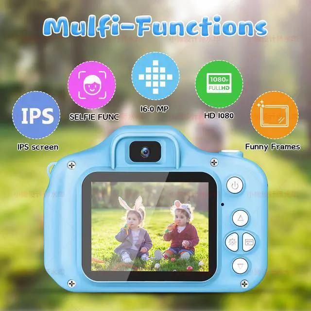 Alt view image 2 of 7 - Kids Camera for Boys and Girls, GPOSY Digital Camera for Kids, Toddler Camera Christmas Birthday Toy Gifts for Kids Age 3 4 5 6 7 8 9 10 with 32GB SD Card, Video Recorder 1080P HD(Blue)