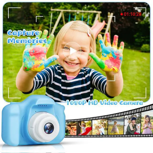 Alt view image 3 of 7 - Kids Camera for Boys and Girls, GPOSY Digital Camera for Kids, Toddler Camera Christmas Birthday Toy Gifts for Kids Age 3 4 5 6 7 8 9 10 with 32GB SD Card, Video Recorder 1080P HD(Blue)