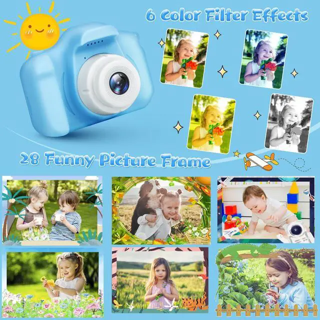 Alt view image 4 of 7 - Kids Camera for Boys and Girls, GPOSY Digital Camera for Kids, Toddler Camera Christmas Birthday Toy Gifts for Kids Age 3 4 5 6 7 8 9 10 with 32GB SD Card, Video Recorder 1080P HD(Blue)