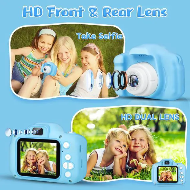 Alt view image 5 of 7 - Kids Camera for Boys and Girls, GPOSY Digital Camera for Kids, Toddler Camera Christmas Birthday Toy Gifts for Kids Age 3 4 5 6 7 8 9 10 with 32GB SD Card, Video Recorder 1080P HD(Blue)