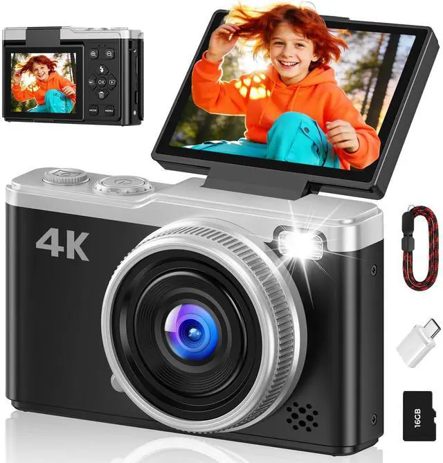 Main image of MaxMango Digital Camera for Photography, 64MP & 2.4 Vlogging Camera for YouTube,180° Flip Screen Point and Shoot Digital Cameras with 16GB SD Card for Teenager Adult Beginner