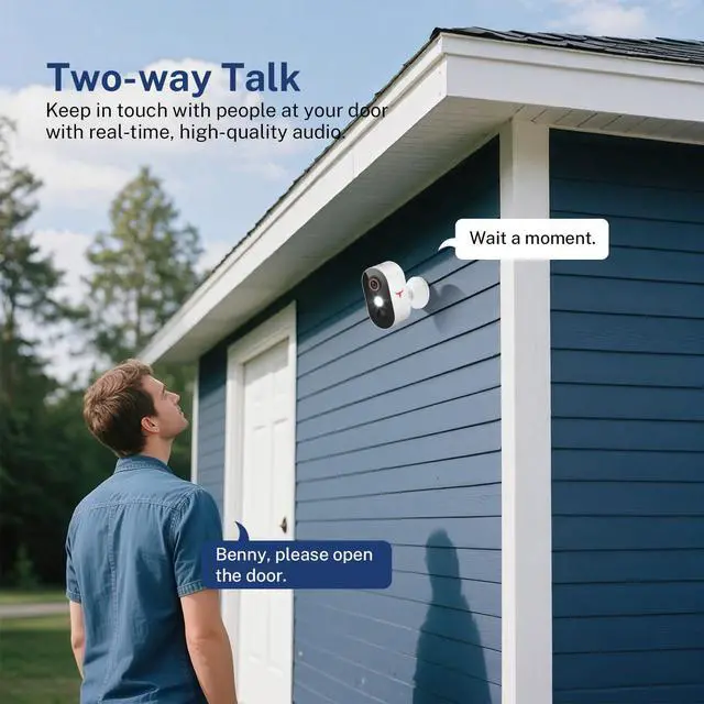 Alt view image 5 of 7 - TrendBuzz 1080P Wireless Security Camera with AI Human Detection, Color Night Vision, PIR Motion Detection, Two-Way Talk, Cloud Service, 2.4G Wi-Fi, Battery Powered, Outdoor Surveillance Bullet Cam