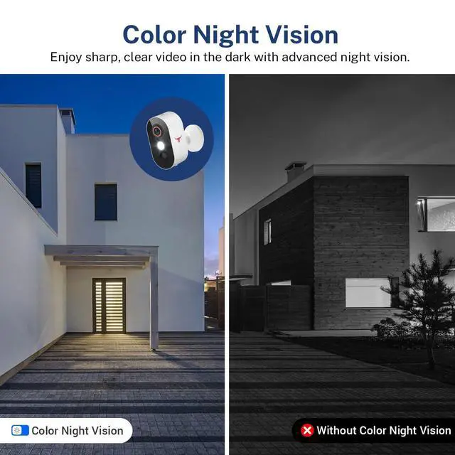 Alt view image 6 of 7 - TrendBuzz 1080P Wireless Security Camera with AI Human Detection, Color Night Vision, PIR Motion Detection, Two-Way Talk, Cloud Service, 2.4G Wi-Fi, Battery Powered, Outdoor Surveillance Bullet Cam