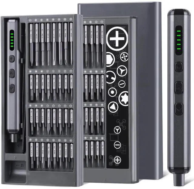 Main image of Mini Electric Screwdriver Set, 69 in 1 Small Electric Precision Screwdriver Set - 64 S2 Magnetic Bits, 5 Torque Settings, 4 LED Lights, Mini Electric Screwdriver Repair Kit for Computer Campera Phone