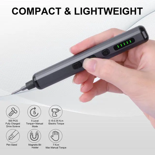 Alt view image 3 of 7 - Mini Electric Screwdriver Set, 69 in 1 Small Electric Precision Screwdriver Set - 64 S2 Magnetic Bits, 5 Torque Settings, 4 LED Lights, Mini Electric Screwdriver Repair Kit for Computer Campera Phone