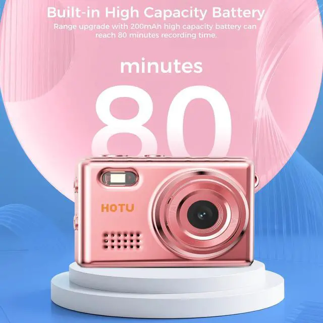 Alt view image 7 of 7 - HOTU Mini Keychain Digital Camera, Y2K Pocket-Size Mini Camera, 2MP 1080P Small Camera with 32GB Card, Video Recorder with Long Battery Life for Travel, Party and Vlog (Rose Gold)