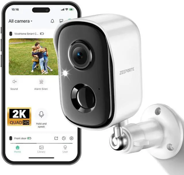 Main image of Security Cameras Wireless Outdoor, 2K Cameras for Home Security with Color Night Vision, SD/Cloud Storage,Longer Battery Life, Weatherproof, AI Motion Detection, Spotlight Siren Alarm