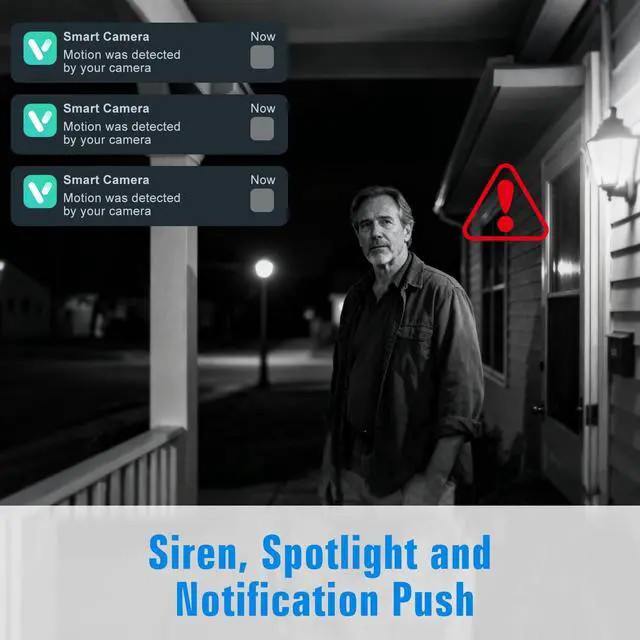 Alt view image 7 of 7 - Security Cameras Wireless Outdoor, 2K Cameras for Home Security with Color Night Vision, SD/Cloud Storage,Longer Battery Life, Weatherproof, AI Motion Detection, Spotlight Siren Alarm