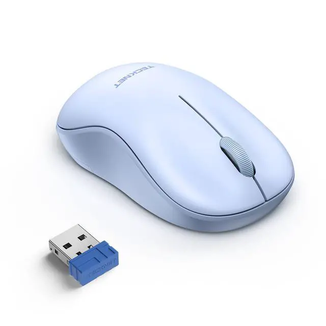 Main image of TECKNET Wireless Mouse for Laptop, 2.4G Silent Computer Mouse Quiet Click with 5 DPI Levels,Contoured Grip,Small Portable 30 Months Battery Cordless Mice for PC, Chromebook, Mac - Light Blue