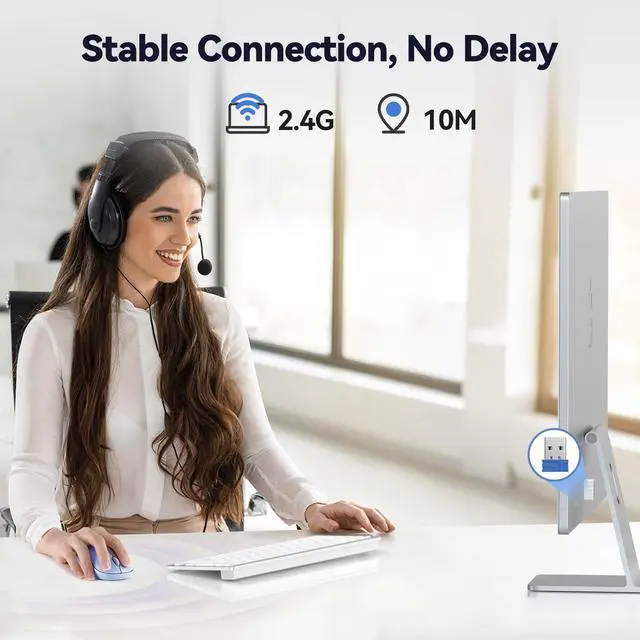 Alt view image 5 of 7 - TECKNET Wireless Mouse for Laptop, 2.4G Silent Computer Mouse Quiet Click with 5 DPI Levels,Contoured Grip,Small Portable 30 Months Battery Cordless Mice for PC, Chromebook, Mac - Light Blue