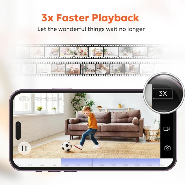 Alt view image 7 of 7 - Indoor Camera 2K, 360 Cameras for Home Security with Motion Detection, Baby Monitor with Phone App, 2.4G WiFi Pet Cam with Night Vision & 2-Way Audio