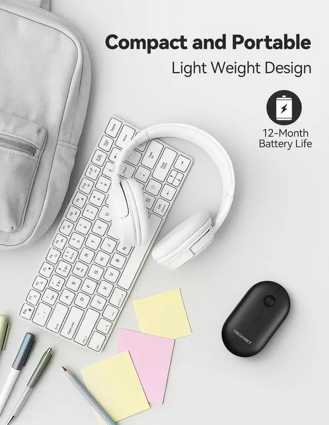 Alt view image 6 of 7 - TECKNET Bluetooth Mouse, 2.4G USB-A Compact and Portable Mouse for Laptop 2 Modes(BT3.0/5.0+2.4Ghz), Silent Slim Clicks with USB Receiver, Compatible with PC, Chromebook, Mac - Black