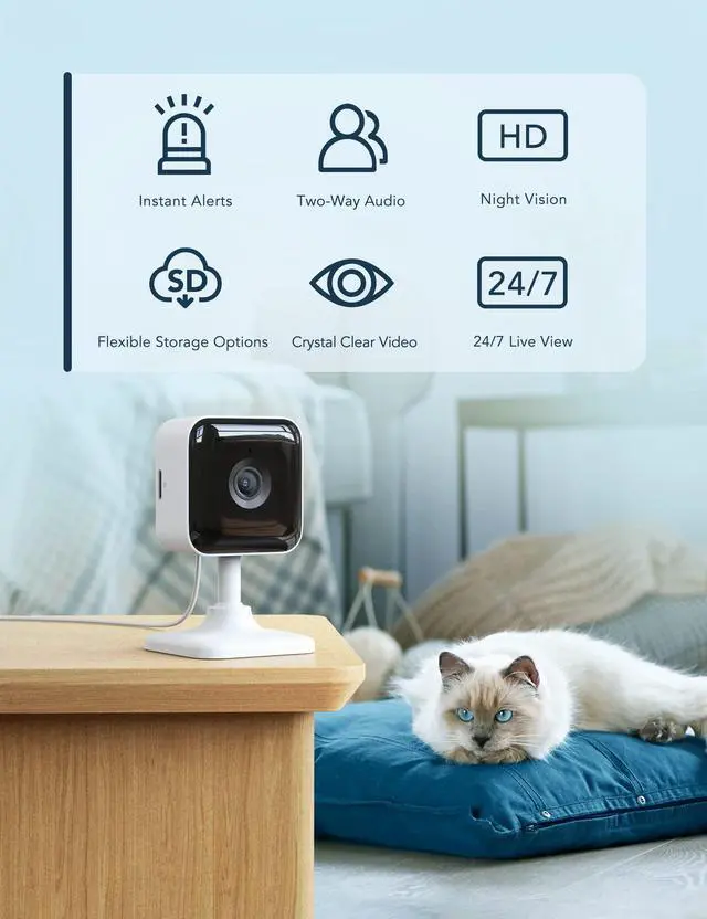 Alt view image 2 of 7 - GNCC 2K Indoor Security Camera Dog Camera Motion Detection, Cameras for Home Security with 2-Way Audio Siren, Night Vision, Cloud & SD Card Storage, Works w/Alexa & Google Home, 2.4G WiFi(only), C2