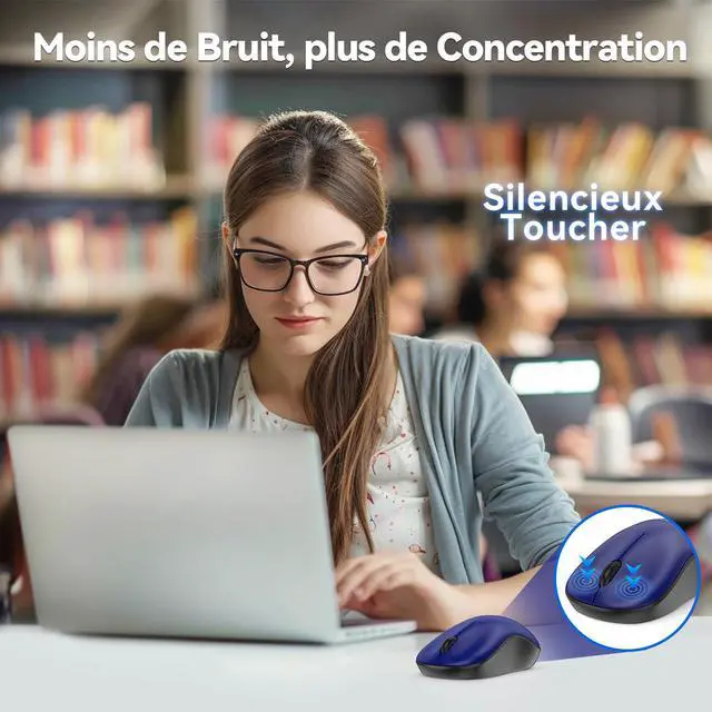 Alt view image 2 of 7 - TECKNET Wireless Mouse for Laptop, 2.4G Silent Computer Mouse Quiet Click with 5 DPI Levels,Contoured Grip,Small Portable 30 Months Battery Cordless Mice for PC, Chromebook, Mac