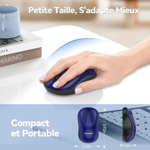 Alt view image 3 of 7 - TECKNET Wireless Mouse for Laptop, 2.4G Silent Computer Mouse Quiet Click with 5 DPI Levels,Contoured Grip,Small Portable 30 Months Battery Cordless Mice for PC, Chromebook, Mac