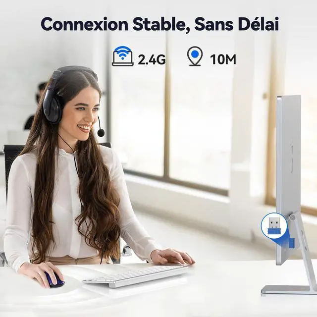 Alt view image 5 of 7 - TECKNET Wireless Mouse for Laptop, 2.4G Silent Computer Mouse Quiet Click with 5 DPI Levels,Contoured Grip,Small Portable 30 Months Battery Cordless Mice for PC, Chromebook, Mac