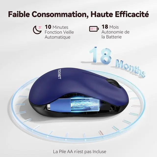 Alt view image 6 of 7 - TECKNET Wireless Mouse for Laptop, 2.4G Silent Computer Mouse Quiet Click with 5 DPI Levels,Contoured Grip,Small Portable 30 Months Battery Cordless Mice for PC, Chromebook, Mac