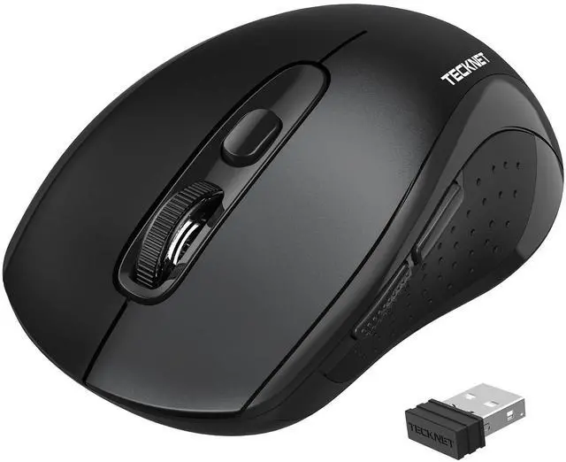 Main image of TECKNET Wireless Mouse for Laptop, 2.4G Ergonomic Optical Mouse Silent Bluetooth Mouse(BT5.0) 4000DPI Adjust, Computer Portable PC Quiet Mice with USB-A Receiver & 6 Buttons for Mac, 18 Months Battery