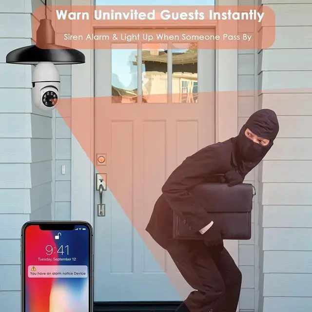 Alt view image 4 of 7 - KOWVOWZ 2PCS 360 Degree Security Cameras Wireless Outdoor, 2.4GHz & 5GHz WiFi Light Bulb Camera, 1080p Indoor for Home Camera System, Motion Detection, Two-Way Audio (2PCS)