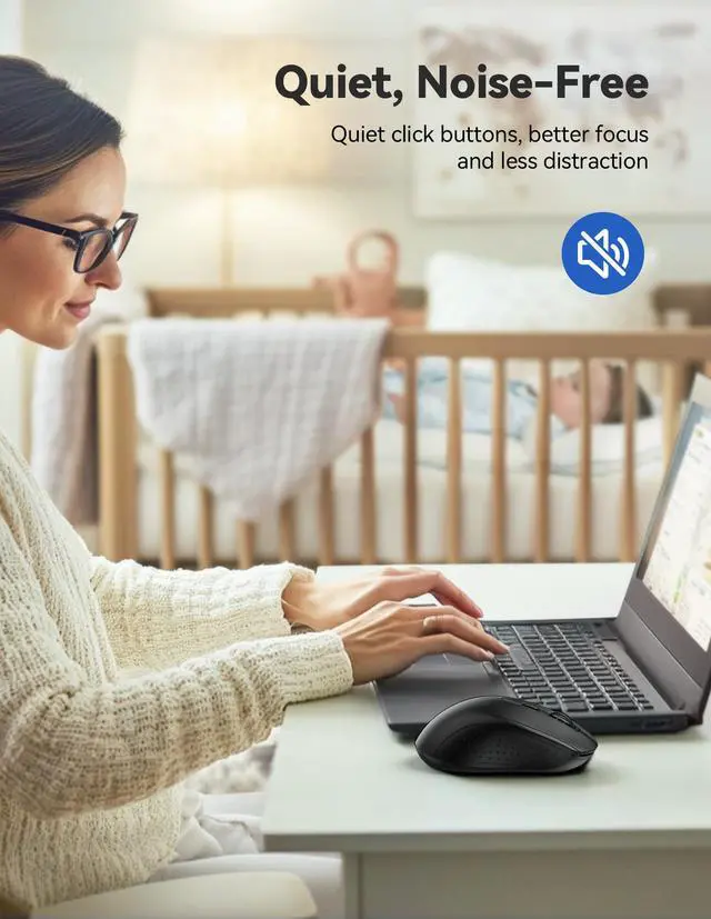 Alt view image 4 of 7 - TECKNET Wireless Mouse for Laptop, 2.4G Ergonomic Optical Mouse Silent Bluetooth Mouse(BT5.0) 4000DPI Adjust, Computer Portable PC Quiet Mice with USB-A Receiver & 6 Buttons for Mac, 18 Months Battery