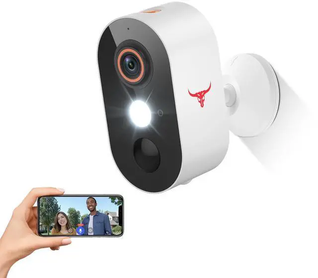 Main image of ByteBlaz Wireless Outdoor Security Camera with Spotlights, Battery Powered, AI Human Detection, 2-Way Talk, Color Night Vision, Cloud Storage, 2.4G WiFi